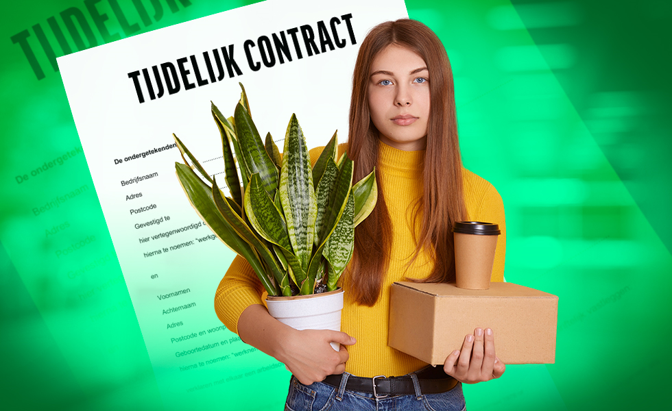 Jonge vrouw heeft een tijdelijk contract.