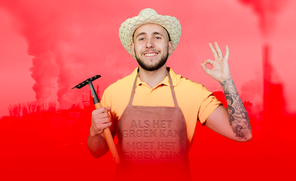Jonge man is voorstander van duurzaamheid. 