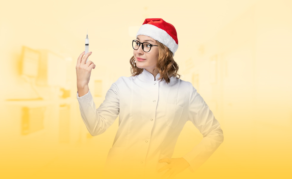 Verpleger werkt tijdens de feestdagen.