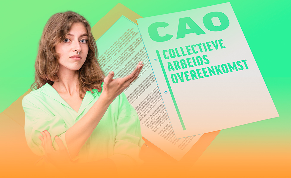 vrouw met cao in handen